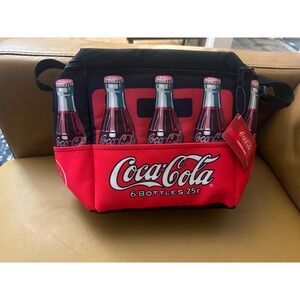 Coca-Cola Insulated Cooler Bag Red Black Vintage Bottle Graphic Lunch Tote NWT